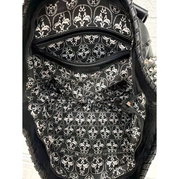 UTO Women's Black Faux Leather Skull Rivet Studded Large Tote Purse Handbag - Picture 11 of 16